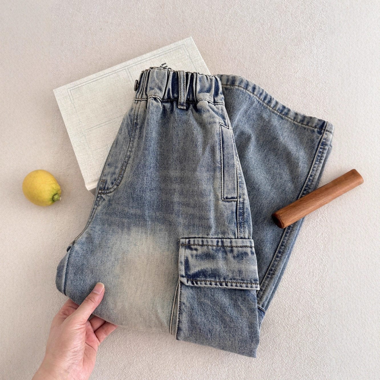 デニムパンツ ルーズビッグポケットデニムカーゴパンツジーンズ【mh0010770】