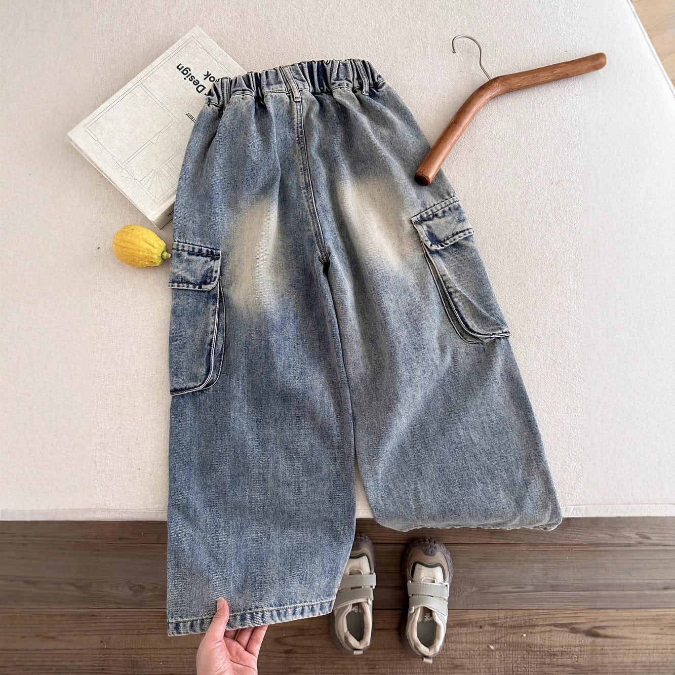 デニムパンツ ルーズビッグポケットデニムカーゴパンツジーンズ【mh0010770】