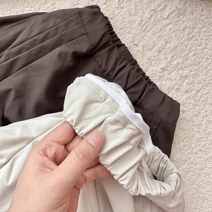 ロングパンツ・スウェットパンツ ピンタック切り替えワイドガウチョパンツ【mh0010772】