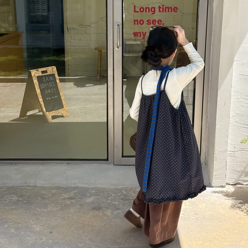 ノースリーブワンピース ドット柄キャミソールワンピース フリル付きノースリーブチュニック【mh0010775】