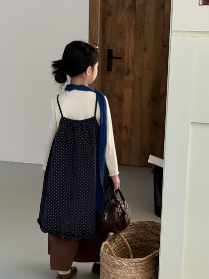 ノースリーブワンピース ドット柄キャミソールワンピース フリル付きノースリーブチュニック【mh0010775】