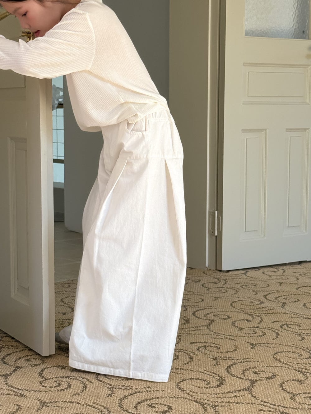 ロングパンツ・スウェットパンツ 無地ストレートワイドパンツ ゆったりカジュアルロングパンツ【mh0010777】