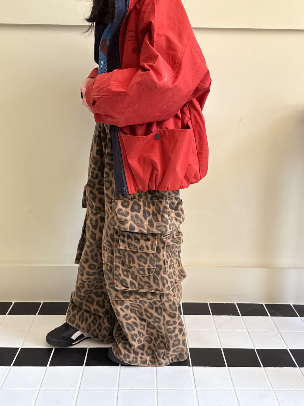 ロングパンツ・スウェットパンツ レオパード柄ワイドパンツ ビッグポケット付きストレートロングパンツ【mh0010778】