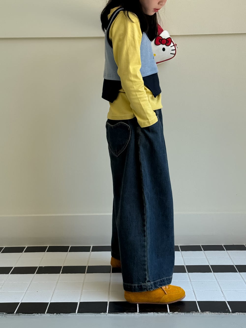 デニムパンツ ワイドストレートデニムパンツ ゆったりカジュアルロングパンツ【mh0010781】