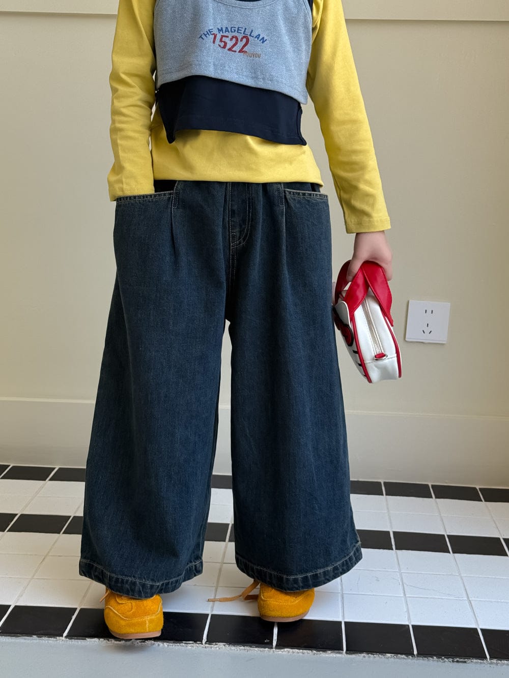 デニムパンツ ワイドストレートデニムパンツ ゆったりカジュアルロングパンツ【mh0010781】