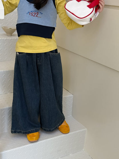 デニムパンツ ワイドストレートデニムパンツ ゆったりカジュアルロングパンツ【mh0010781】
