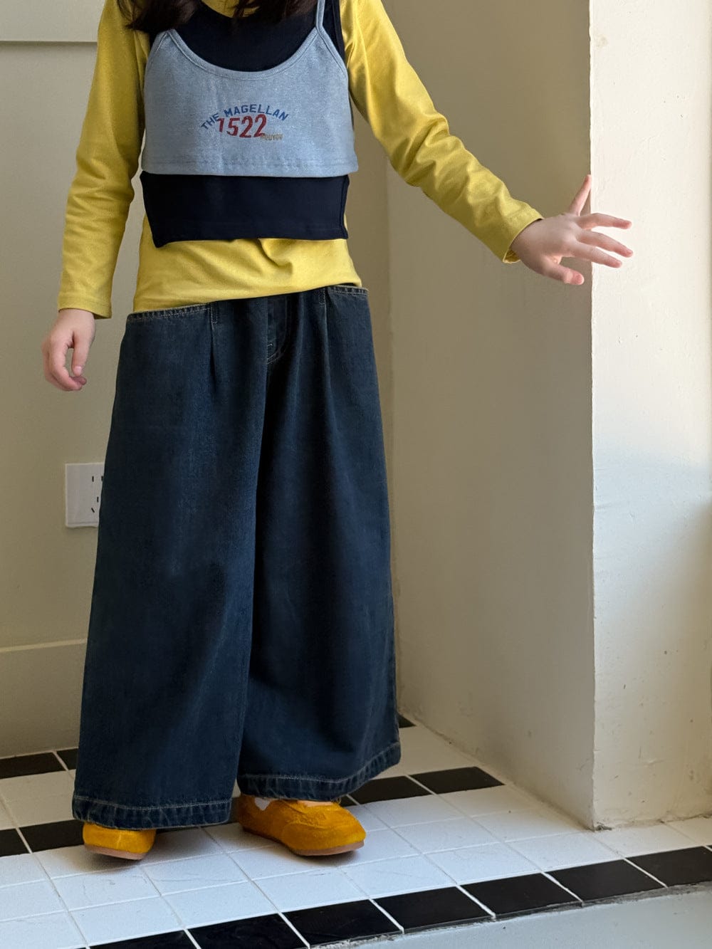 デニムパンツ ワイドストレートデニムパンツ ゆったりカジュアルロングパンツ【mh0010781】