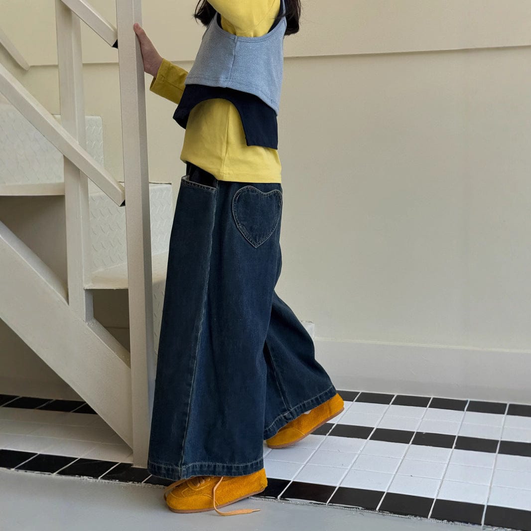 デニムパンツ ワイドストレートデニムパンツ ゆったりカジュアルロングパンツ【mh0010781】