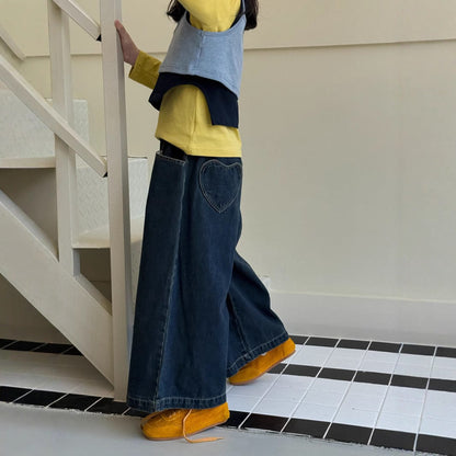 デニムパンツ ワイドストレートデニムパンツ ゆったりカジュアルロングパンツ【mh0010781】