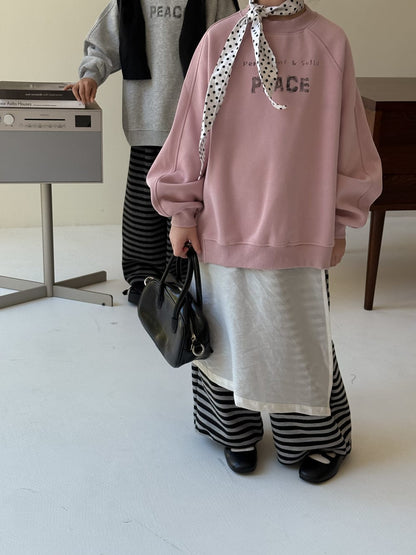 トレーナー・フーディ ロゴプリントクルーネックスウェット シンプルカジュアル長袖トップス【mh0010784】