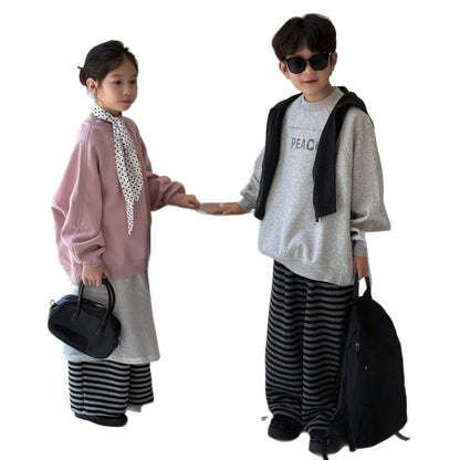 トレーナー・フーディ ロゴプリントクルーネックスウェット シンプルカジュアル長袖トップス【mh0010784】