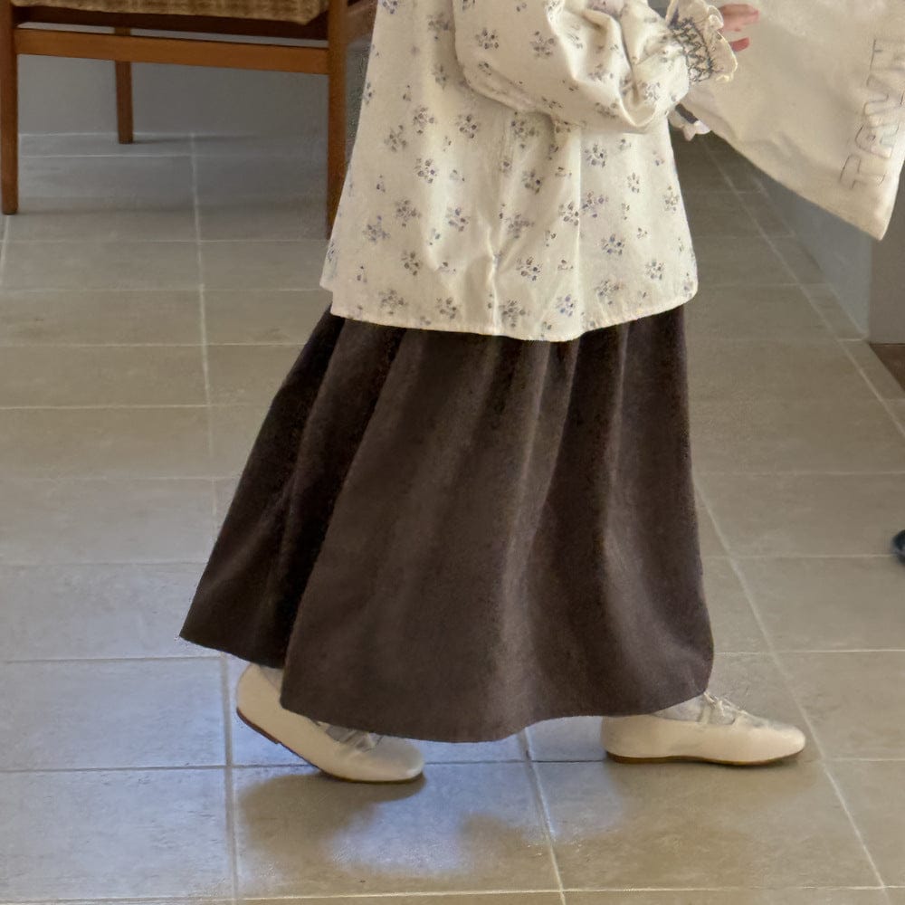 長袖セットアップ 異素材ポケット付きニットカーディガン/コーデュロイフレアスカート【mh0010934】