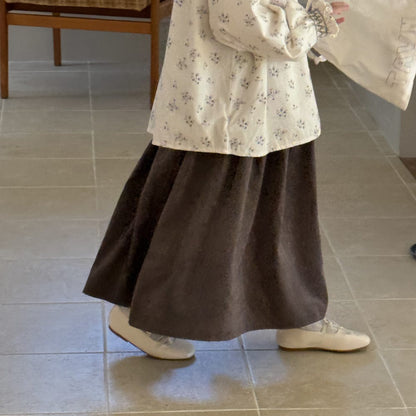 長袖セットアップ 異素材ポケット付きニットカーディガン/コーデュロイフレアスカート【mh0010934】