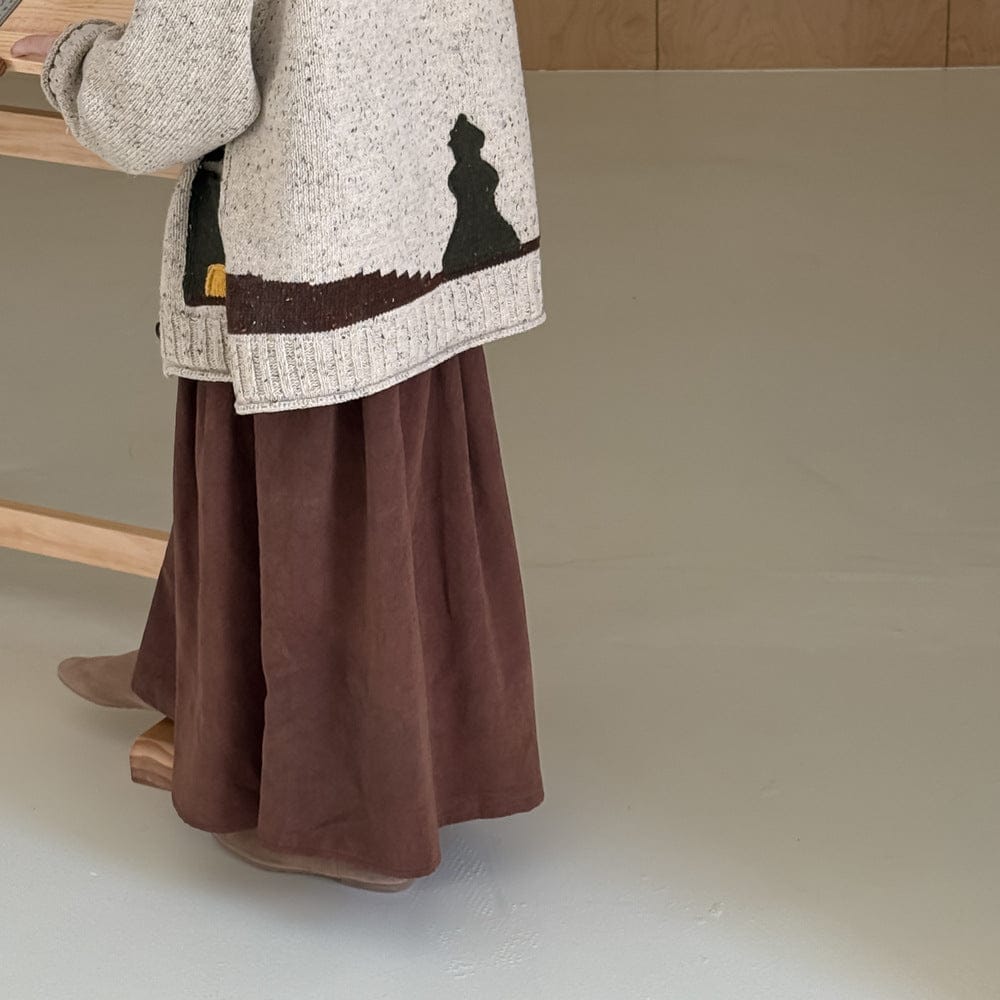 長袖セットアップ 異素材ポケット付きニットカーディガン/コーデュロイフレアスカート【mh0010934】