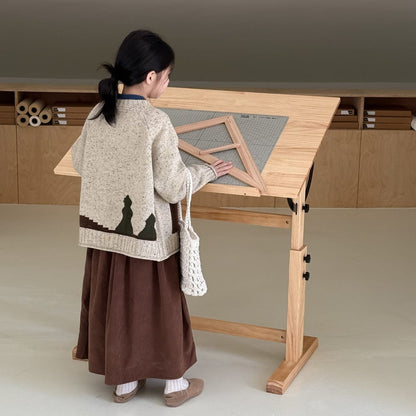 長袖セットアップ 異素材ポケット付きニットカーディガン/コーデュロイフレアスカート【mh0010934】