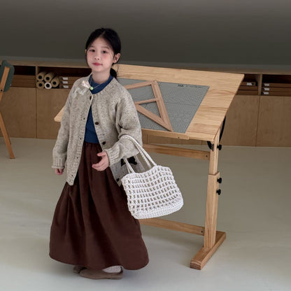 長袖セットアップ 異素材ポケット付きニットカーディガン/コーデュロイフレアスカート【mh0010934】