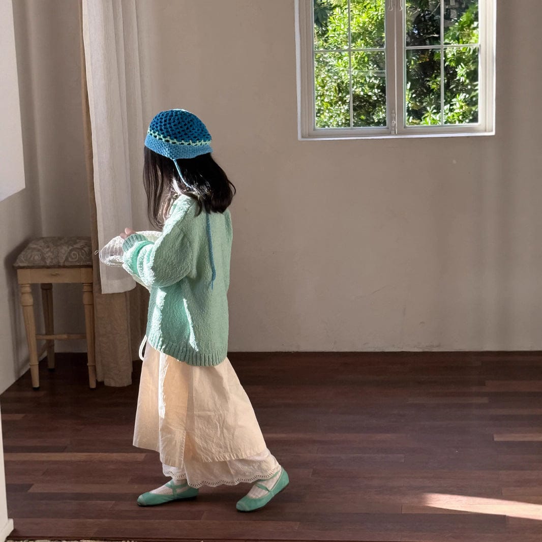 長袖セットアップ ライトミントニットプルオーバー/スリットロングスカートドッキングパンツ【mh0010936】