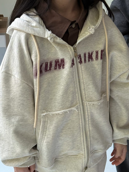 長袖セットアップ ロゴスウェットジップパーカー+スウェットパンツセットアップ【mh0010939】