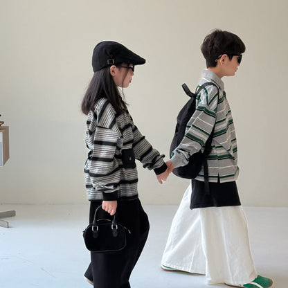 長袖シャツ・ブラウス ビッグシルエットボーダー長袖ポロシャツ【mh0010942】