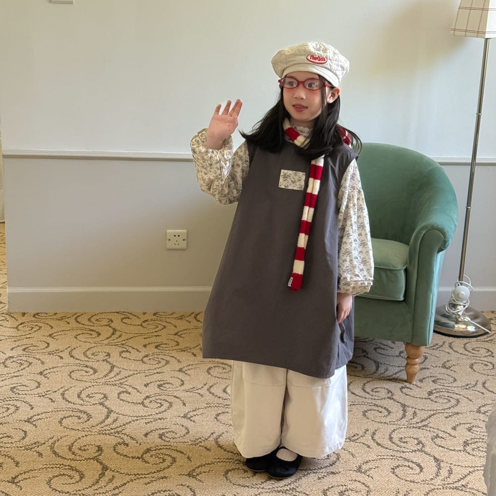 ベスト ロゴパッチコクーンジレベスト/花柄フリル長袖ブラウス【mh0010943】