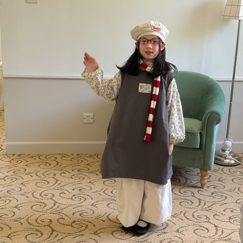 ベスト ロゴパッチコクーンジレベスト/花柄フリル長袖ブラウス【mh0010943】