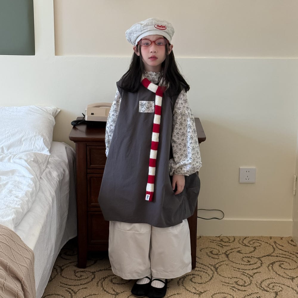 ベスト ロゴパッチコクーンジレベスト/花柄フリル長袖ブラウス【mh0010943】