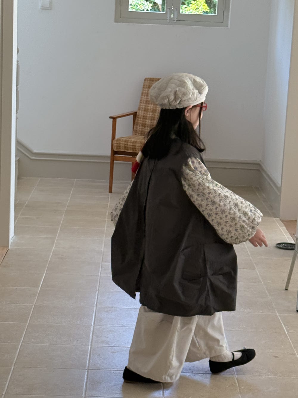 ベスト ロゴパッチコクーンジレベスト/花柄フリル長袖ブラウス【mh0010943】