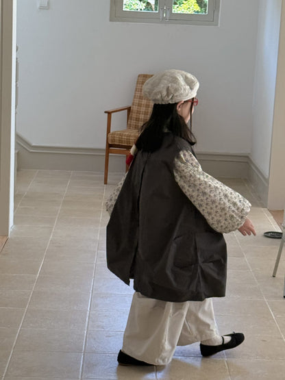 ベスト ロゴパッチコクーンジレベスト/花柄フリル長袖ブラウス【mh0010943】