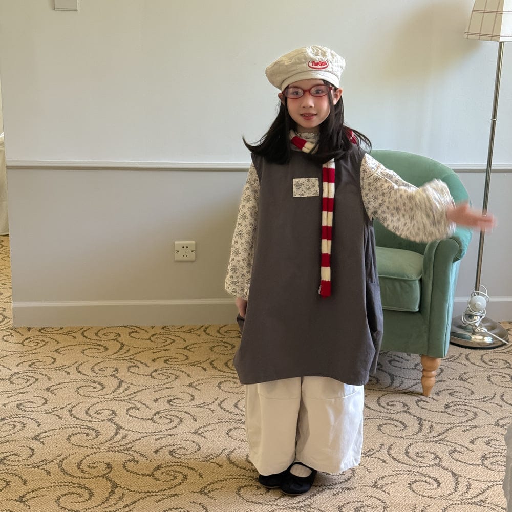 ベスト ロゴパッチコクーンジレベスト/花柄フリル長袖ブラウス【mh0010943】