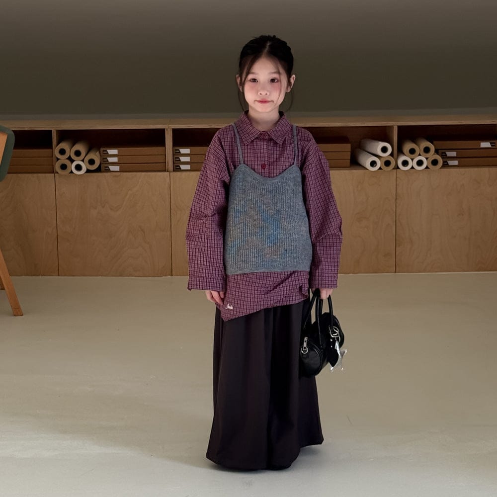 長袖シャツ・ブラウス チェック長袖ブラウス/ニットキャミソールベスト【mh0010945】