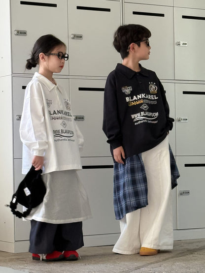 長袖シャツ・ブラウス オーバーサイズロゴプリントポロシャツ【mh0010949】