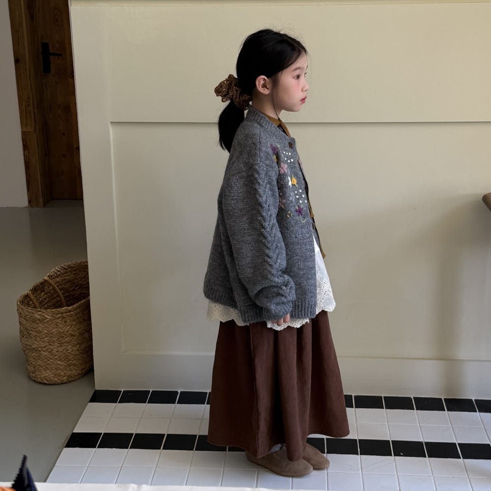 カーディガン・パーカー 花柄刺繍ケーブル編みニットカーディガン キッズセーター【mh0010959】