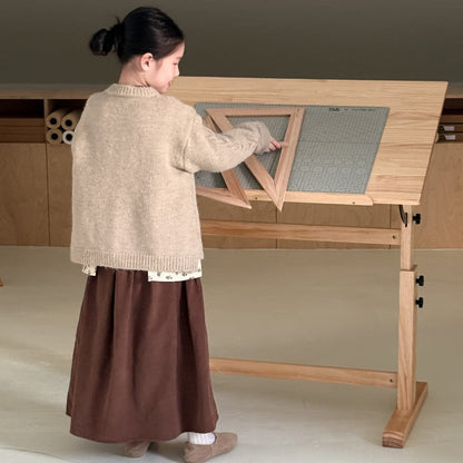 カーディガン・パーカー 花柄刺繍ケーブル編みニットカーディガン キッズセーター【mh0010959】