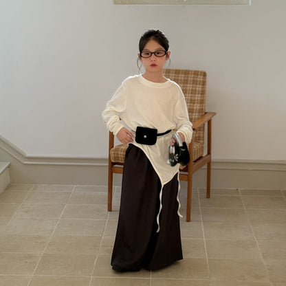 長袖セットアップ スリット入りデザイン長袖トップス/ワイドパンツ【mh0010961】