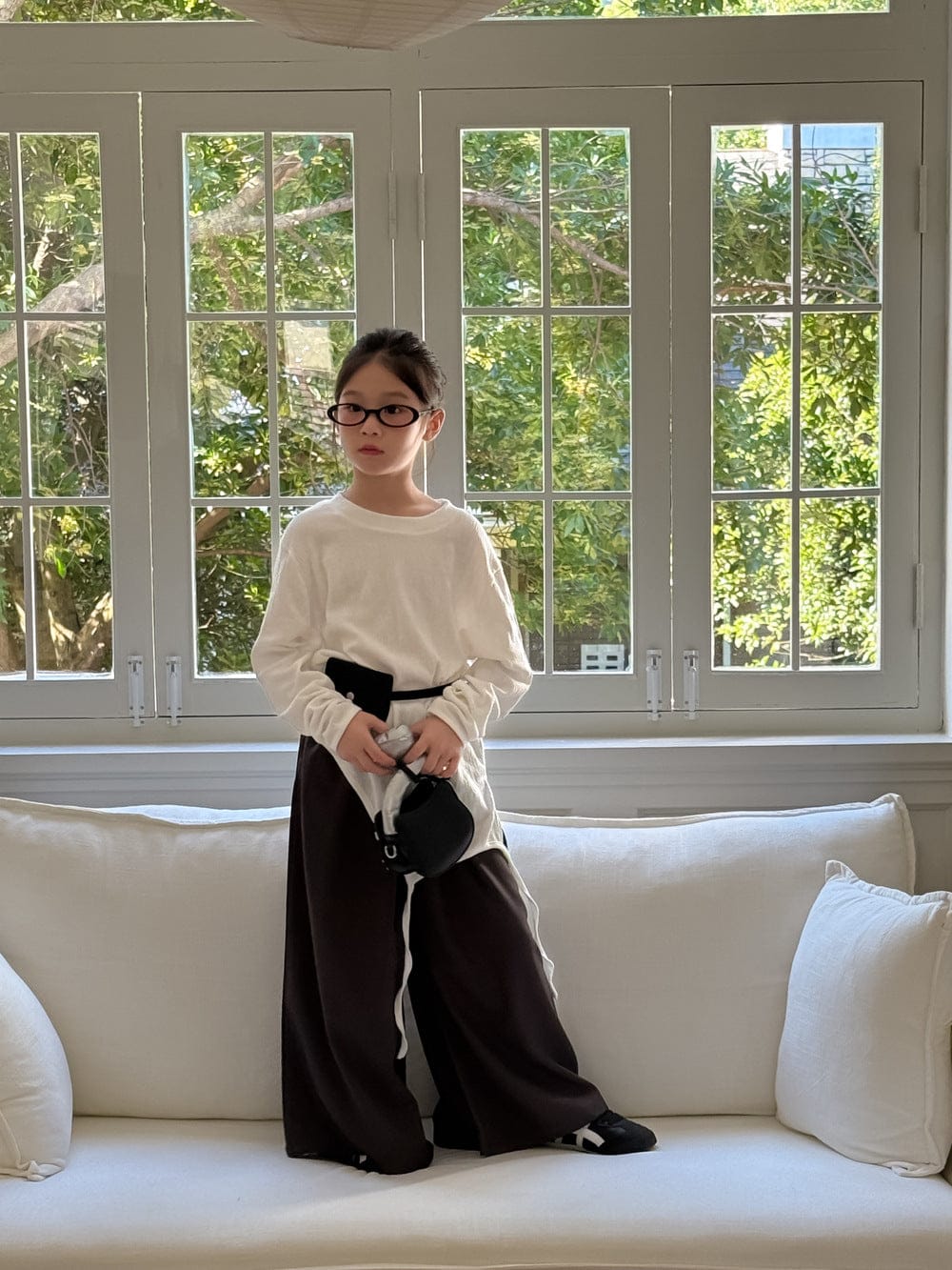 長袖セットアップ スリット入りデザイン長袖トップス/ワイドパンツ【mh0010961】