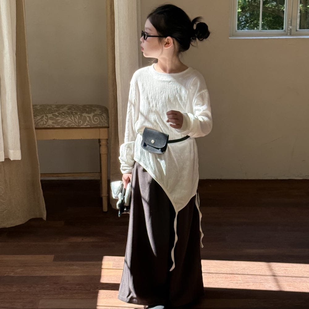 長袖セットアップ スリット入りデザイン長袖トップス/ワイドパンツ【mh0010961】