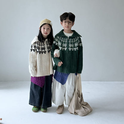 カーディガン・パーカー ノルディック柄ニットジップアップカーディガン ラグランニットトップス【mh0010962】