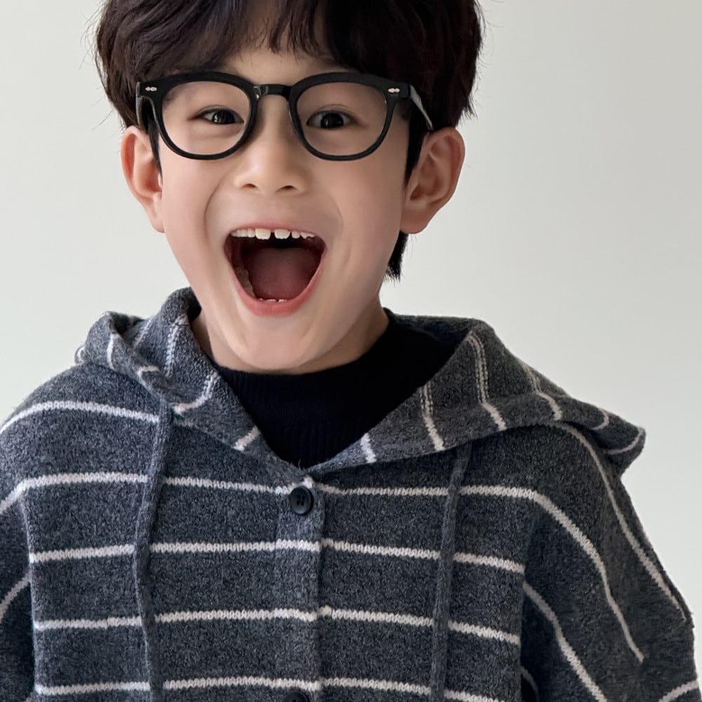 カーディガン・パーカー ボーダー柄フード付きニットカーディガン キッズセーター【mh0010963】