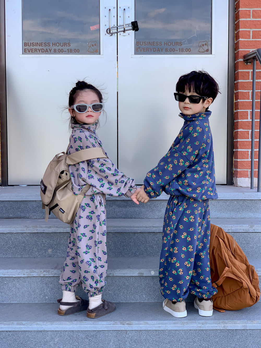 長袖セットアップ キッズセットアップ フラワープリント トラックジャケット【mh0011650】