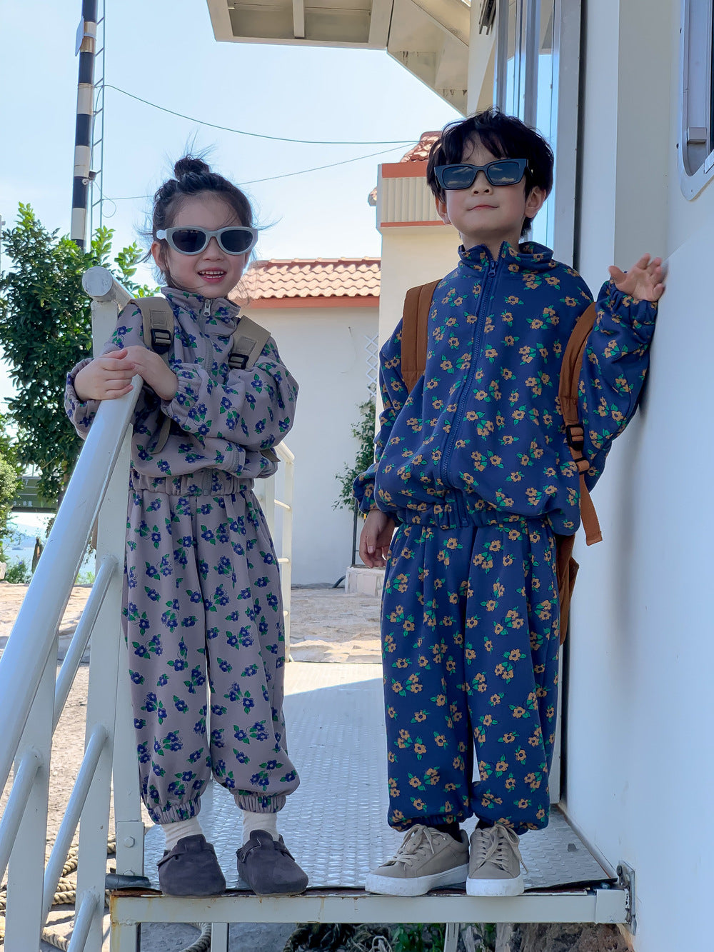 長袖セットアップ キッズセットアップ フラワープリント トラックジャケット【mh0011650】