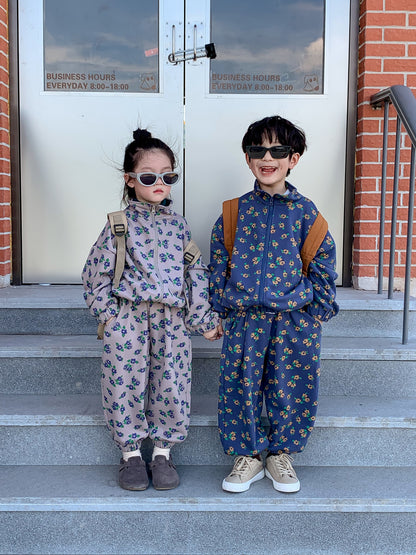 長袖セットアップ キッズセットアップ フラワープリント トラックジャケット【mh0011650】
