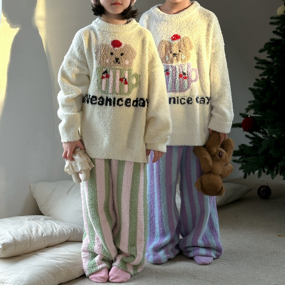 長袖パジャマ 長袖パジャマセット もこもこ ベアくま ルームウェア【mh0011651】