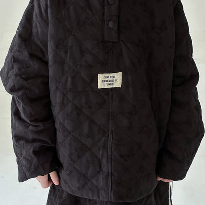 長袖セットアップ キルティングジャケット スカート セットアップ ノーカラー【mh0011654】