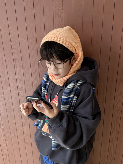 長袖セットアップ スウェットセットアップ キッズ 裏起毛 ノーム柄 フード付 厚手 ゆったり【mh0011656】