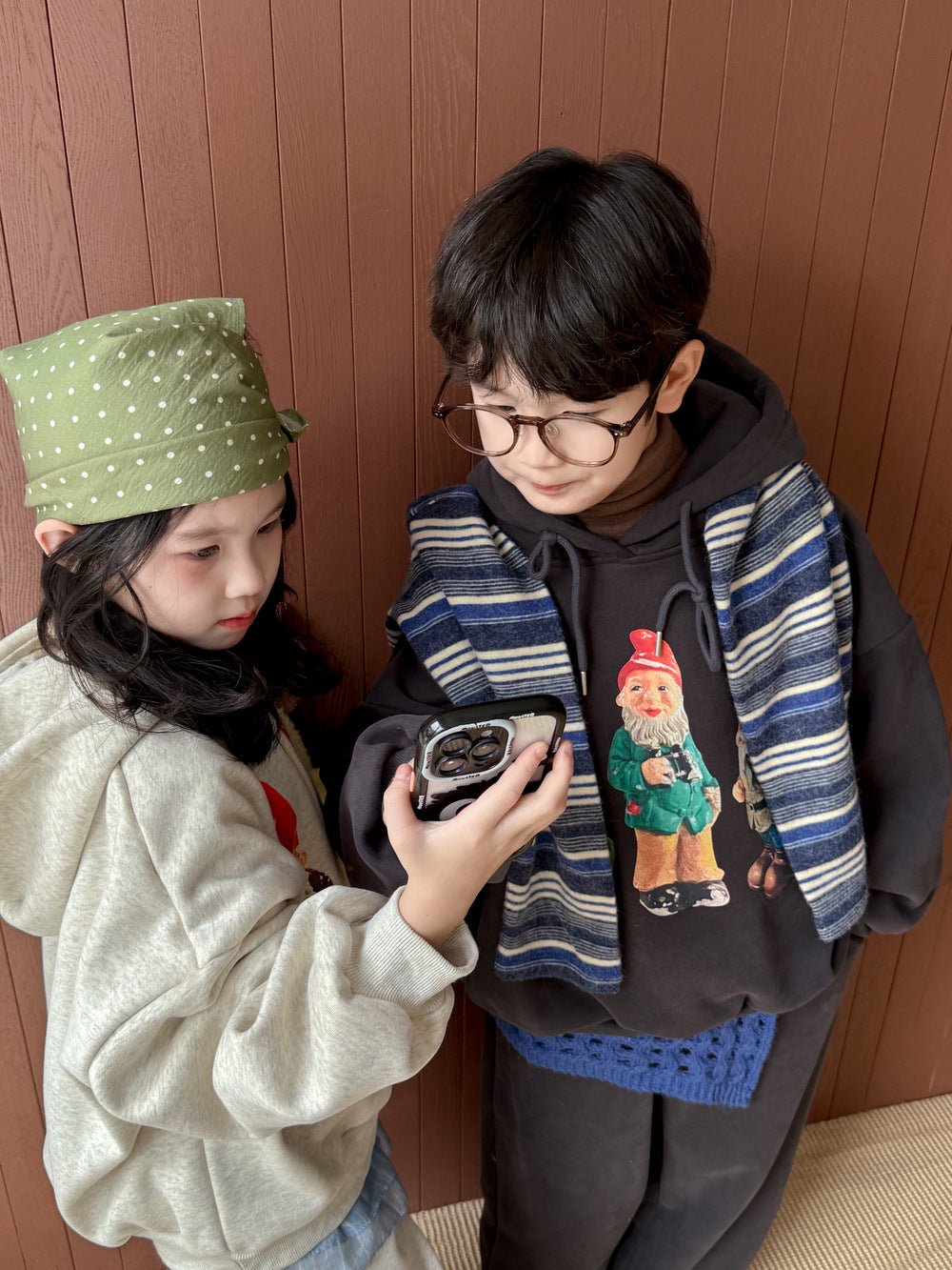 長袖セットアップ スウェットセットアップ キッズ 裏起毛 ノーム柄 フード付 厚手 ゆったり【mh0011656】