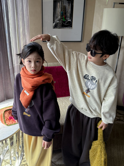 トレーナー・フーディ スウェットトレーナー キッズ 裏起毛 プルオーバー クルーネック 厚手 アート柄 トップス【mh0011657】