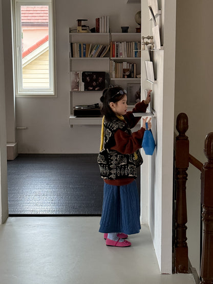 ショートコート・ジャケット・ジャンパー ボアジャケット キッズ 総柄 レトロ 厚手 ノーカラー もこもこ アウター【mh0011658】