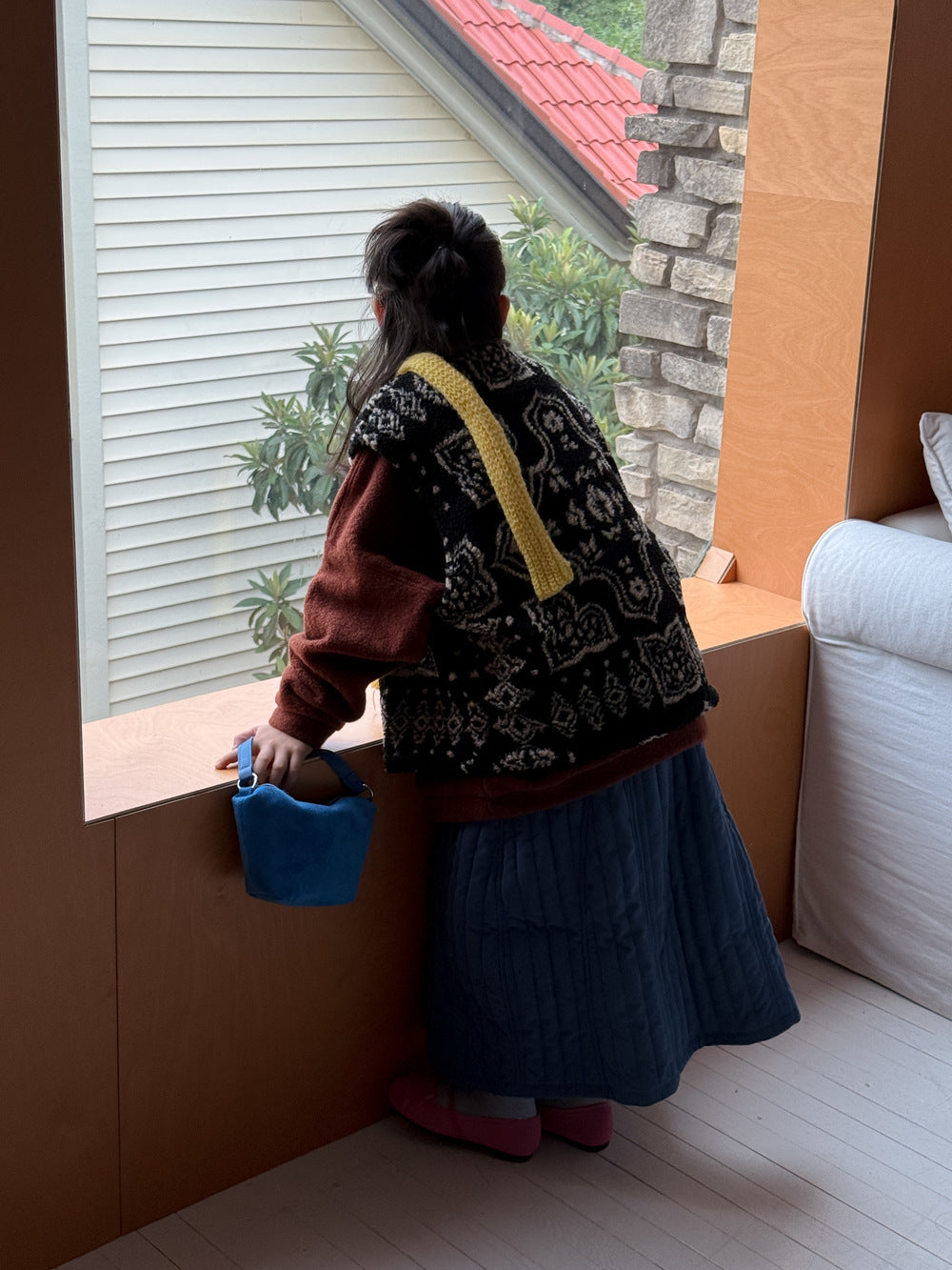 ショートコート・ジャケット・ジャンパー ボアジャケット キッズ 総柄 レトロ 厚手 ノーカラー もこもこ アウター【mh0011658】