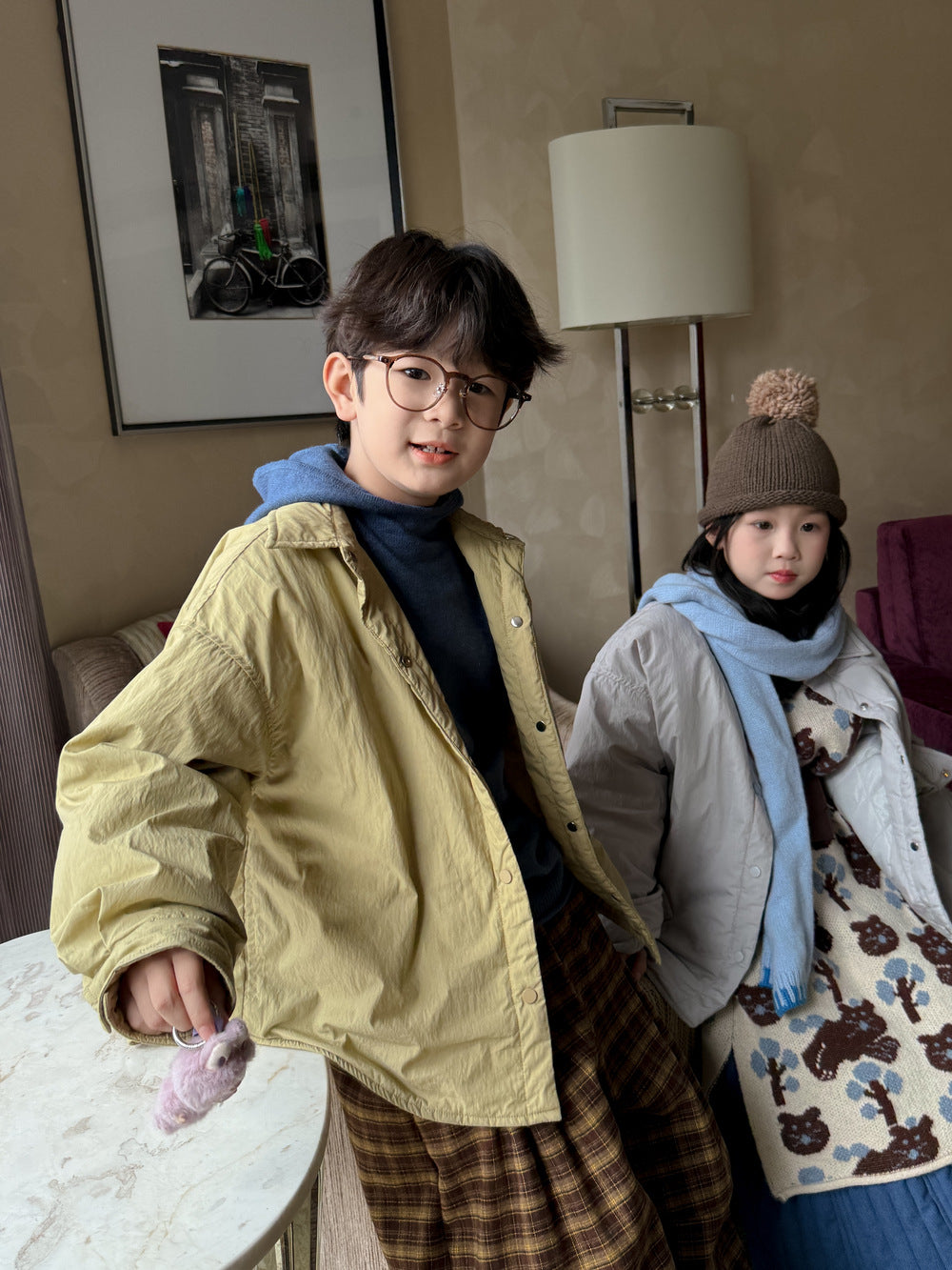 ショートコート・ジャケット・ジャンパー ブルゾンジャケット キッズ 中綿 厚手 ラペル ショート丈 カジュアル アウター【mh0011661】