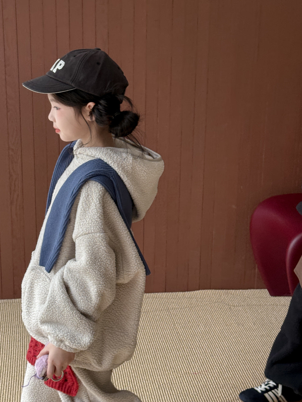 長袖セットアップ セットアップ キッズ 裏起毛 ボア 厚手 プルオーバー フード付 カジュアル【mh0011662】